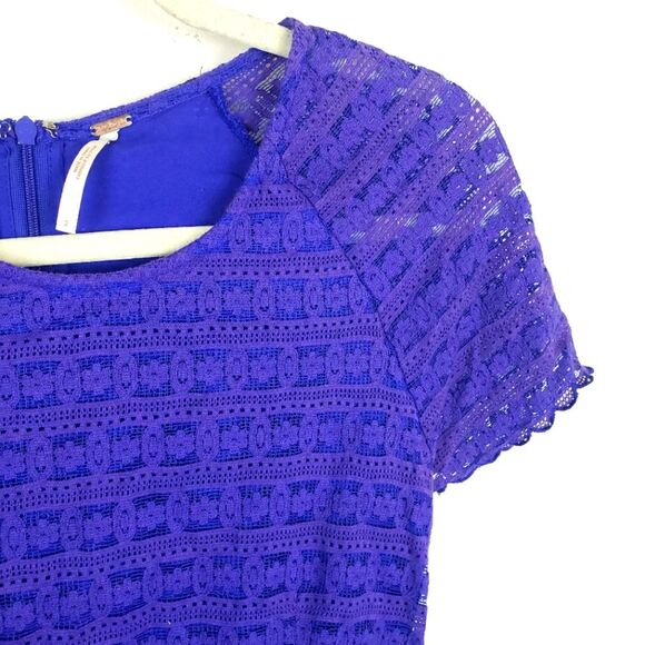 Women's Free People Purple Lace Like Mini Zip Up Dress Size 02/XS - Picture 9 of 11